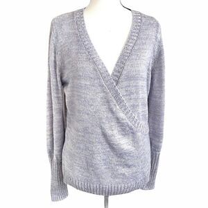 Kensie Lavender Metallic Faux Wrap Sweater